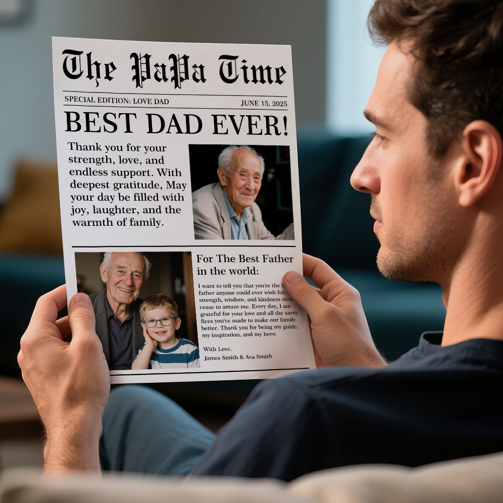 Personalized Father's Day Newspaper Poster Custom Best Dad Poster