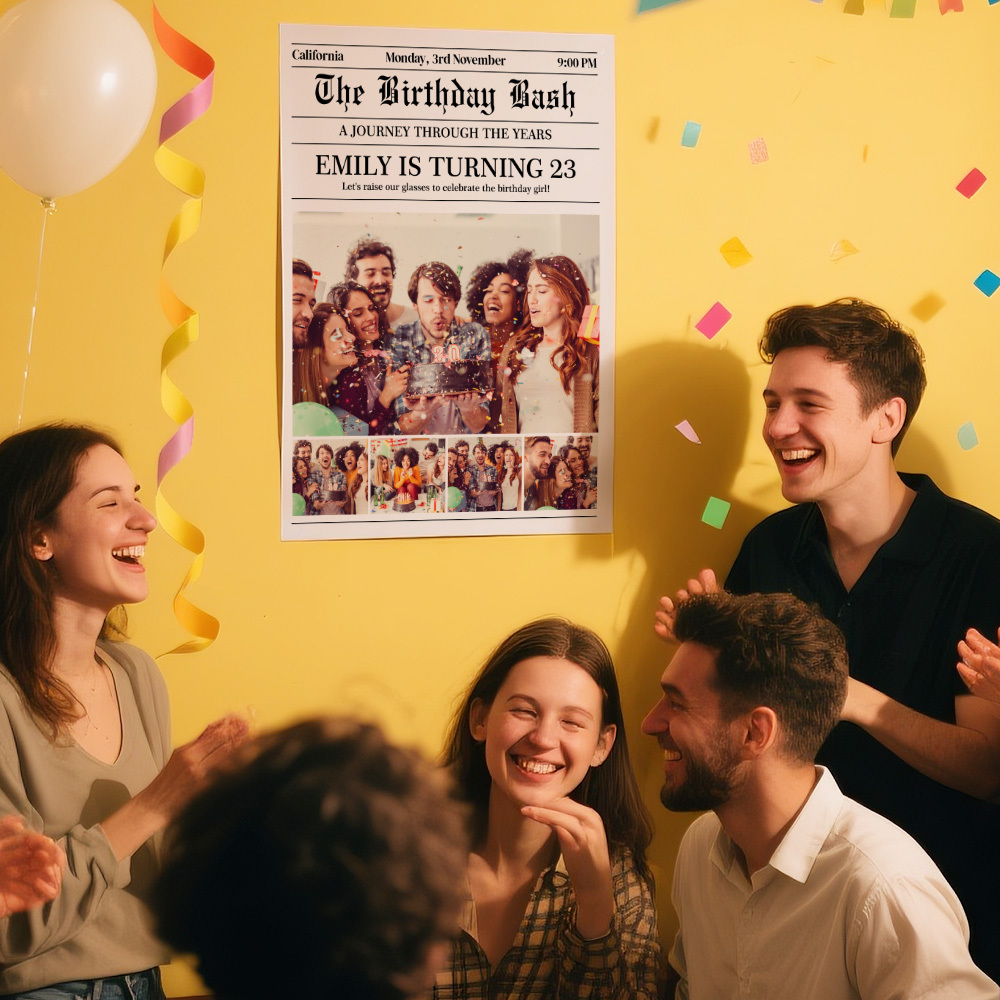 Custom Birthday Bash Newspaper Poster Personalized Birthday Invitation Paper