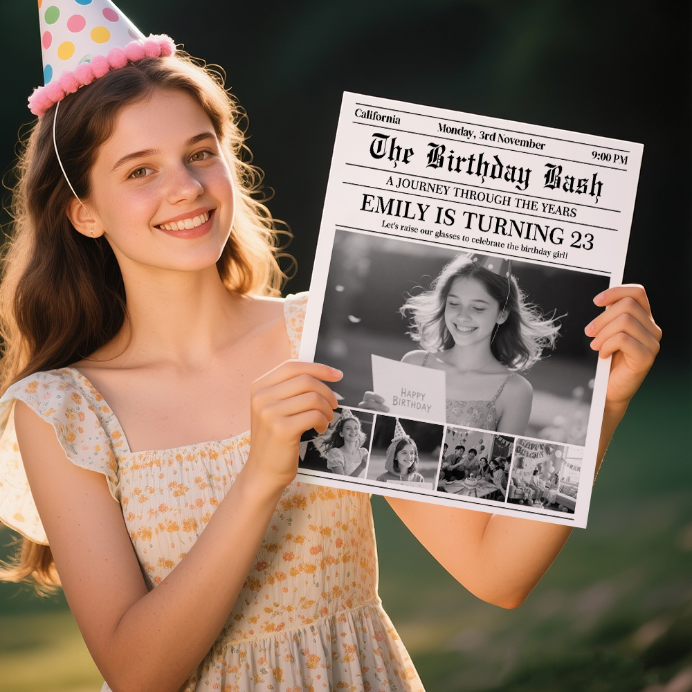 Custom Birthday Bash Newspaper Poster Personalized Birthday Invitation Paper
