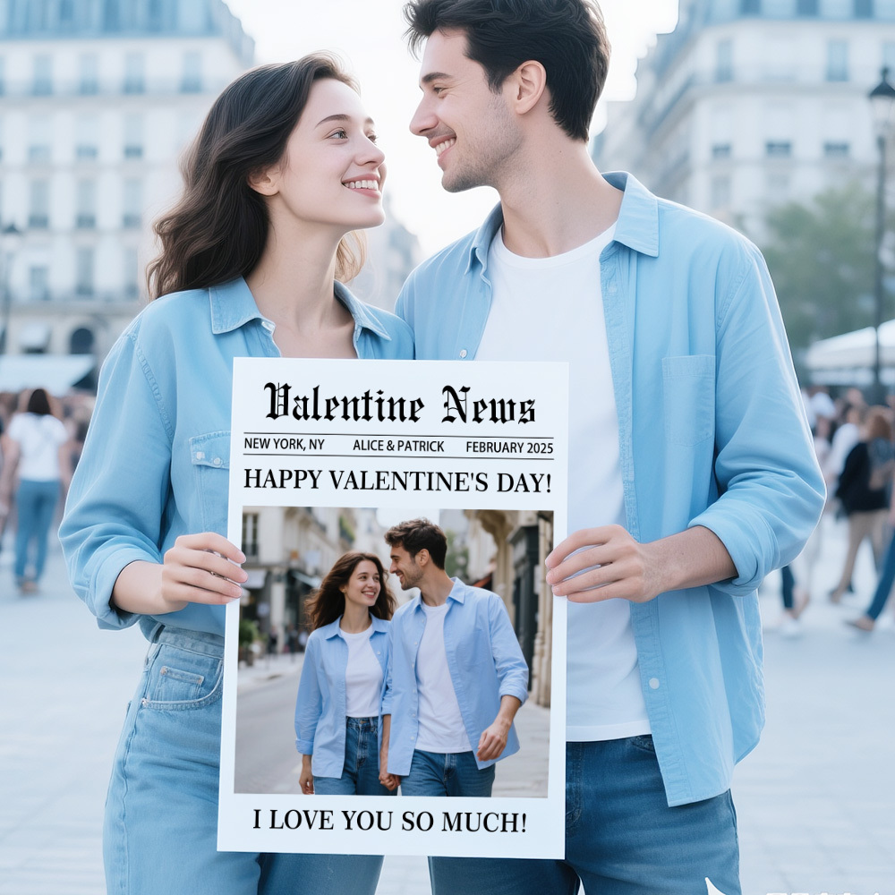 Custom Be My Valentine Newspaper Poster Cupid Post Valentin's Day Newspaper Post Surprise For Girlfriend Boyfriend