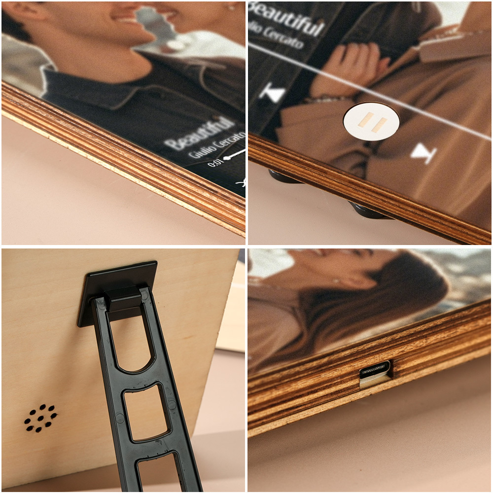 Custom Music Photo Frame That Plays Music Without Cell Phone Wooden Music Record Player Wedding Anniversary Gifts - CustWitUK