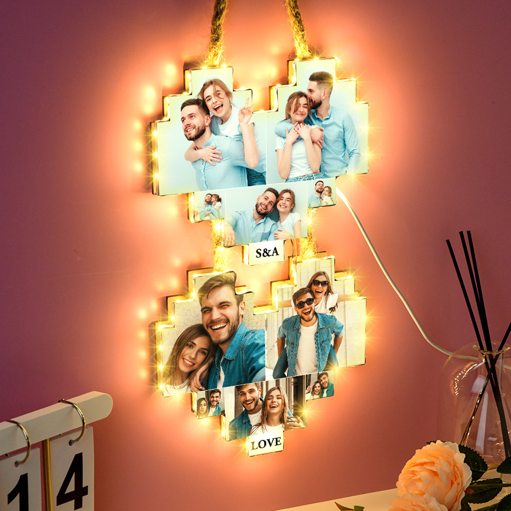 Custom Wooden Heart Wall Light Personalized Wedding Wall Decor Romantic Gift for Anniversary Gifts for Lovers