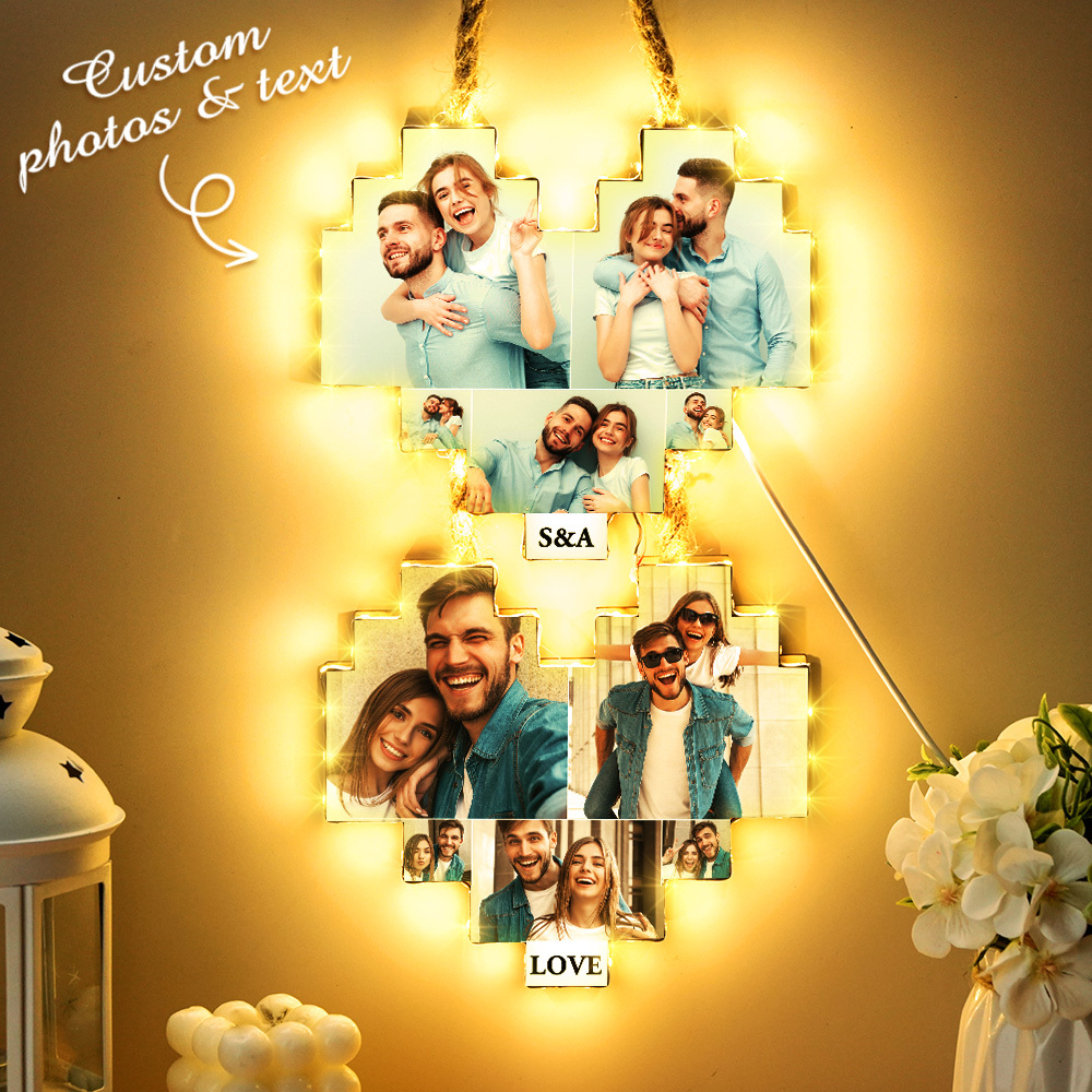 Custom Wooden Heart Wall Light Personalized Wedding Wall Decor Romantic Gift for Anniversary Gifts for Lovers