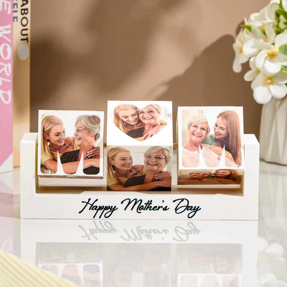Custom Photo Rotating Cube Mother's Day Keepsake Heartfelt Gift for Mom Best Personalized Home Decor for Mother's Day