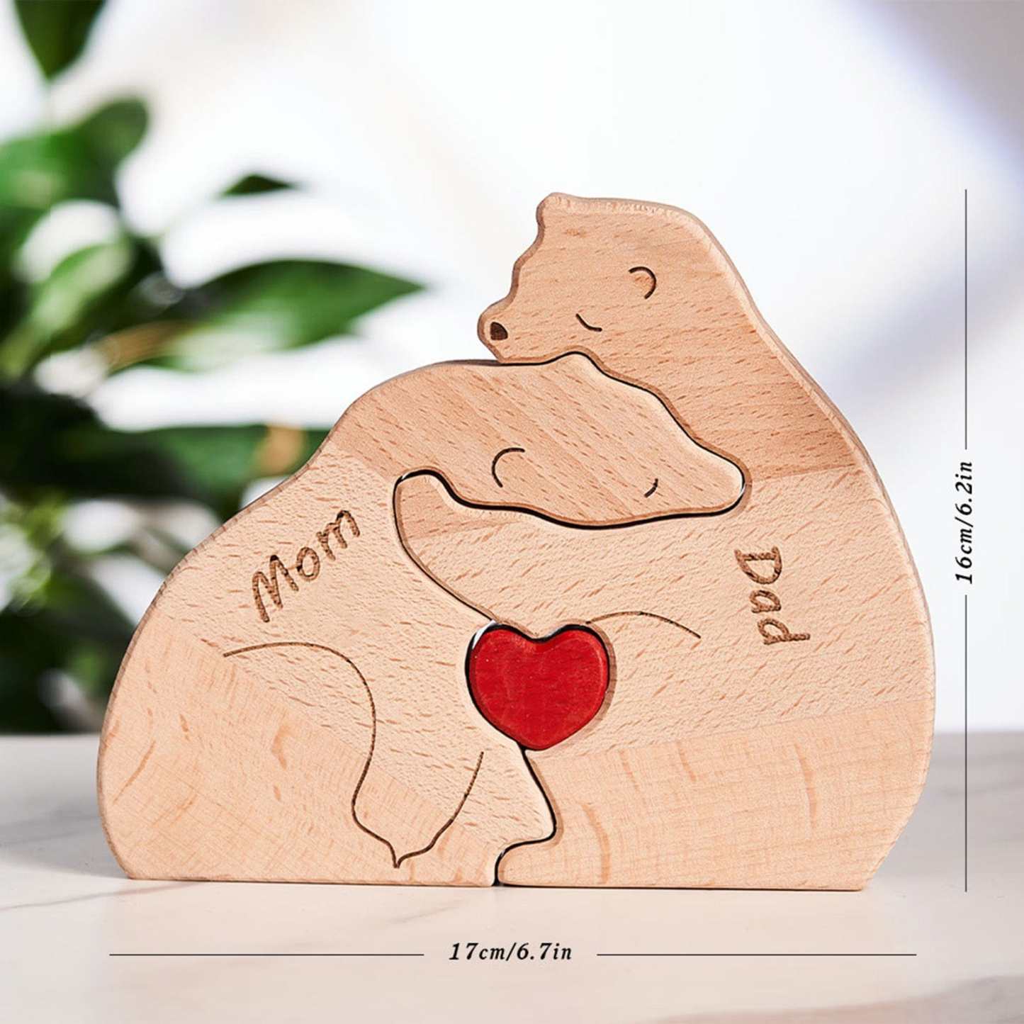 Father's Day Gifts Custom Names Wooden Bears Family Block Puzzle Home Decor Gifts
