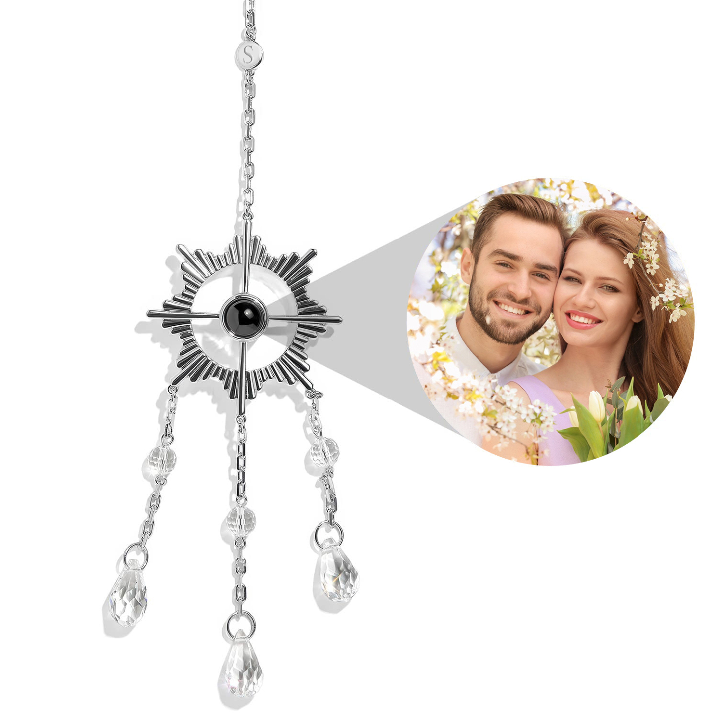 Personalized Guardian Angel Photo Sun Catcher Projection Car Ornaments Memorial Gift - CustWitUK