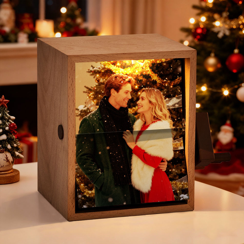 Custom Photo Flipbook Frame Vertical 13*16cm Animation Machine Mechanical Hand-cranked Flipbook Box Photo Album with Light Christmas Gifts - CustWitUK