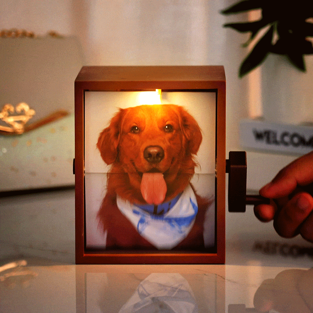 Custom Photo Flipbook Frame Vertical 13*16cm Animation Machine Mechanical Hand-cranked Flipbook Box Photo Album with Light Christmas Gifts - CustWitUK