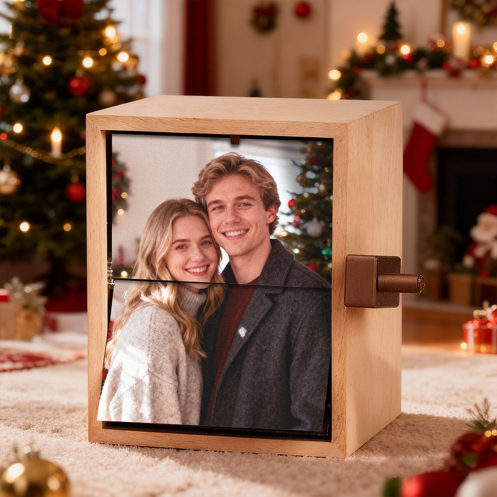 Custom Photo Flipbook Frame Vertical 13*16cm Animation Machine Mechanical Hand-cranked Flipbook Box Photo Album with Light Christmas Gifts - CustWitUK
