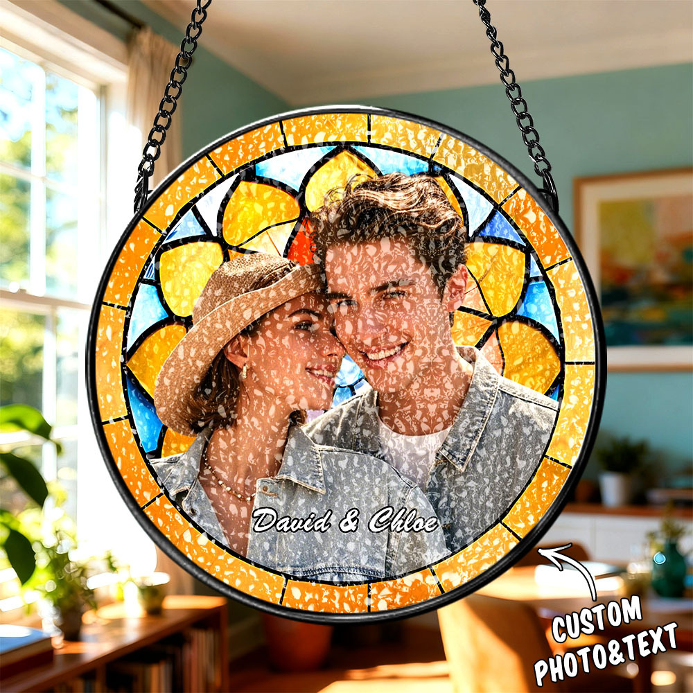Personalized Family Portrait Stained Glass Suncatcher Custom Photo Memorial Ornament Window Hanging Remembrance/Sympathy Gift for Mom/Grandma/Family - CustWitUK