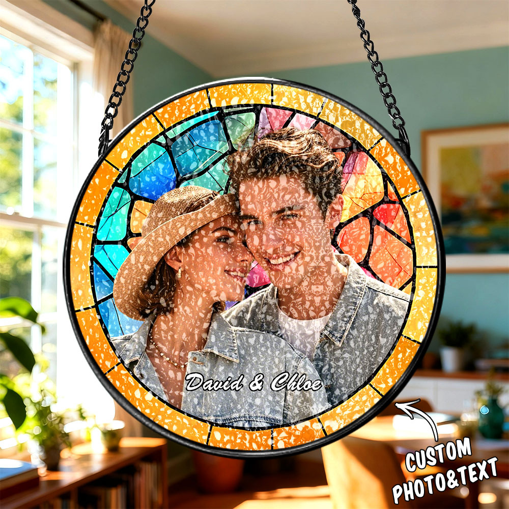 Personalized Family Portrait Stained Glass Suncatcher Custom Photo Memorial Ornament Window Hanging Remembrance/Sympathy Gift for Mom/Grandma/Family - CustWitUK