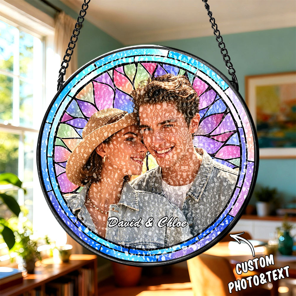 Personalized Family Portrait Stained Glass Suncatcher Custom Photo Memorial Ornament Window Hanging Remembrance/Sympathy Gift for Mom/Grandma/Family - CustWitUK
