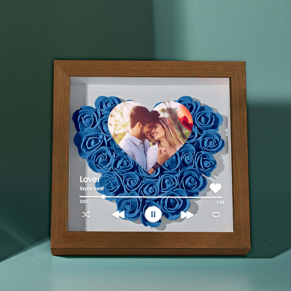 Custom Heart Flower Shadow Box with Photo Romantic Gifts for Lover - CustWitUK