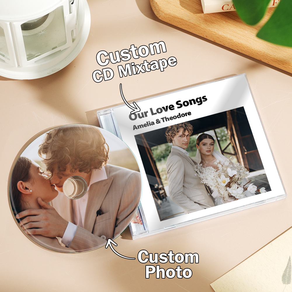 Custom Wedding CD Album | 5-16 Song Personalized Playlist in Elegant Jewel Case, Bride & Groom Gift