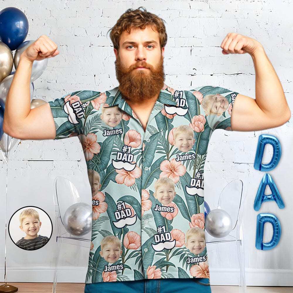 Custom Hawaiian Shirts Father's Day Button-Up Shirts with 1-3 Photos - CustWitUK