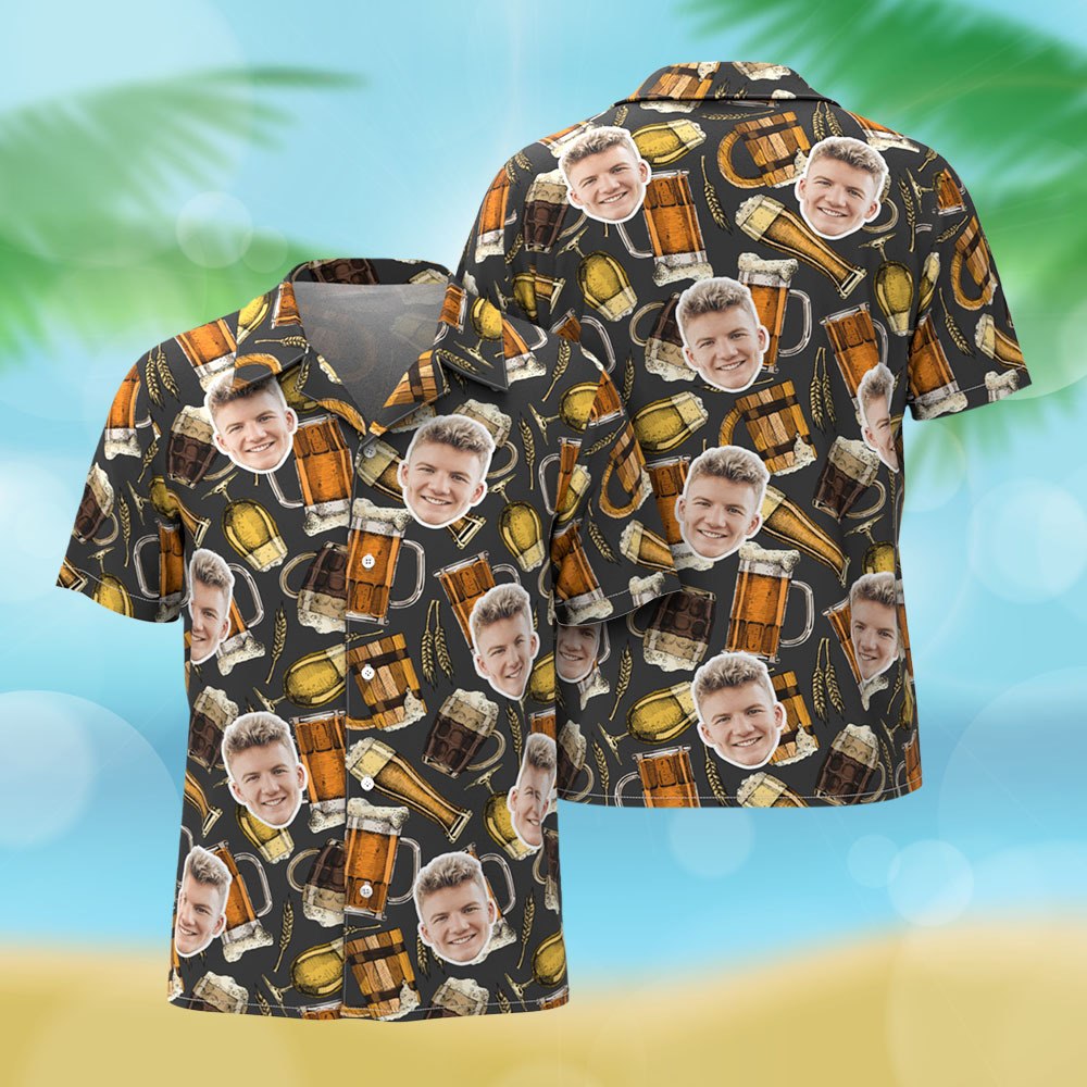 Personalized Hawaiian Shirt Tropical Leaves Birthday Loving Gift Yellow Flowers Blue Hawaiian Shirt - CustWitUK