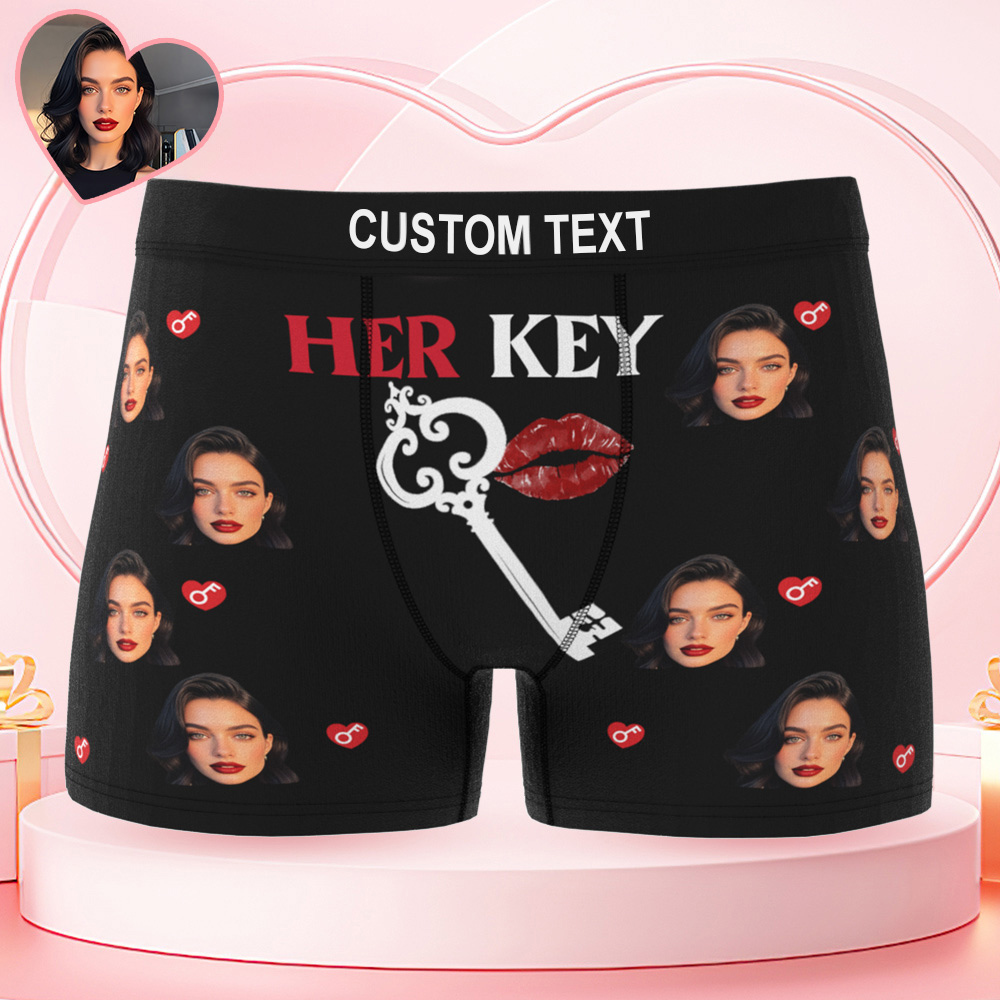 Custom Photo Men's Boxer Shorts Personalized Her Key Property Of Brief