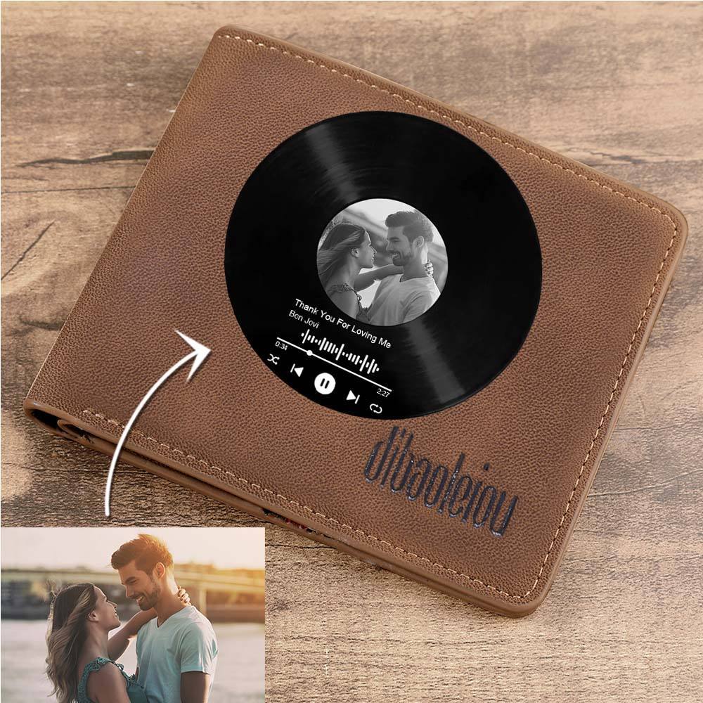Custom Photo Wallet with Spotify Music Gift for Him - CustWitUK