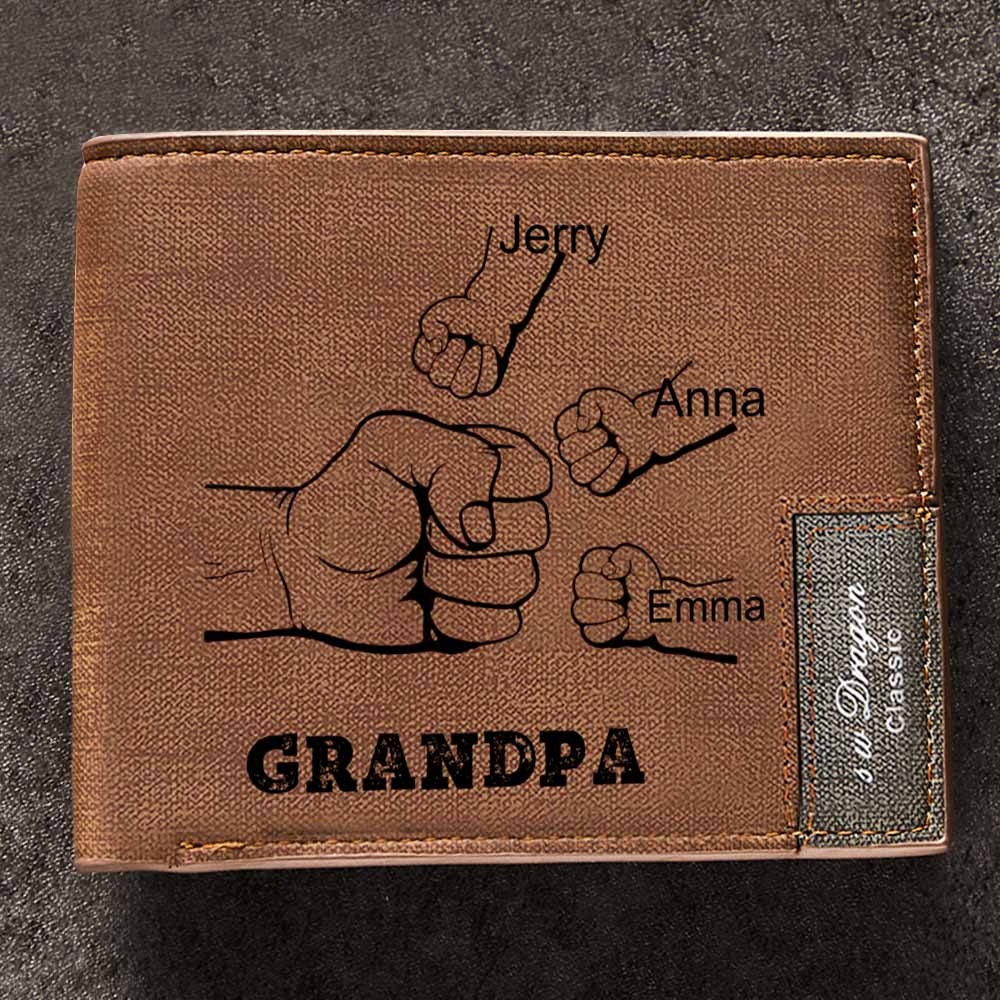 Father's Day Gifts Custom Wallet Personalized Fists Wallet Men's Bifold Wallet For Him - CustWitUK
