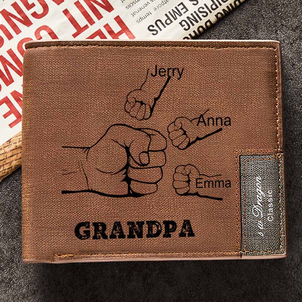 Father's Day Gifts Custom Wallet Personalized Fists Wallet Men's Bifold Wallet For Him - CustWitUK
