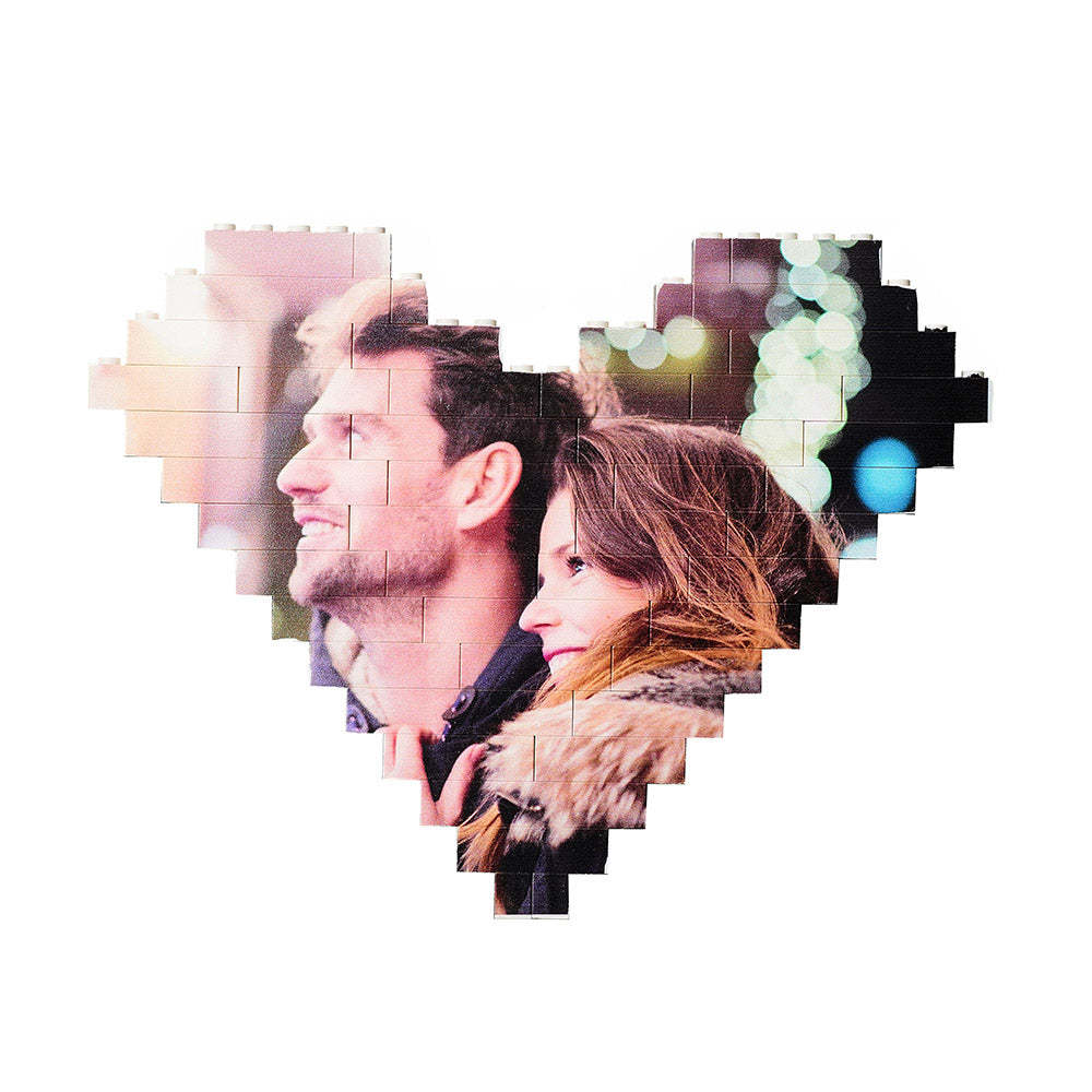 Valentine's day gifts Custom Building Brick Personalised Photo Block Heart Shaped - CustWit