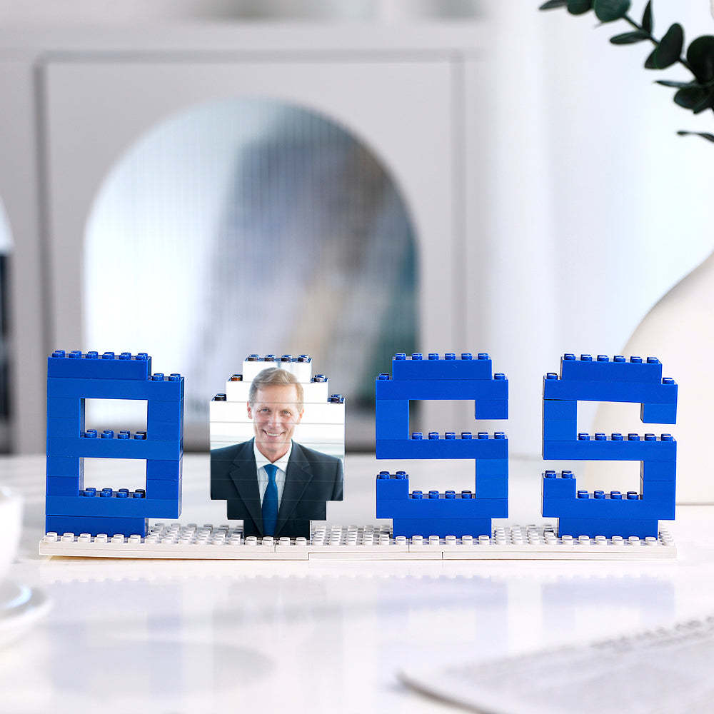 Gifts for Boss Custom Photo Building Bricks Puzzles Photo Blocks Rotatable Photo - CustWit