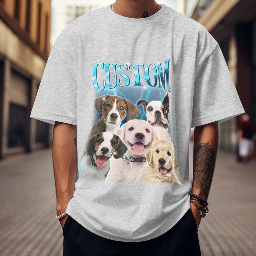 Custom Photo Vintage Tee Personalized Name T-shirt Pet Lover Gifts - CustWitUK