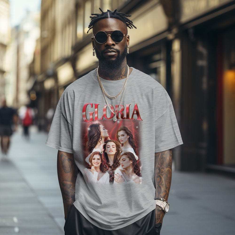 Custom Photo Vintage Tee Personalized Name T-shirt For Men - CustWitUK