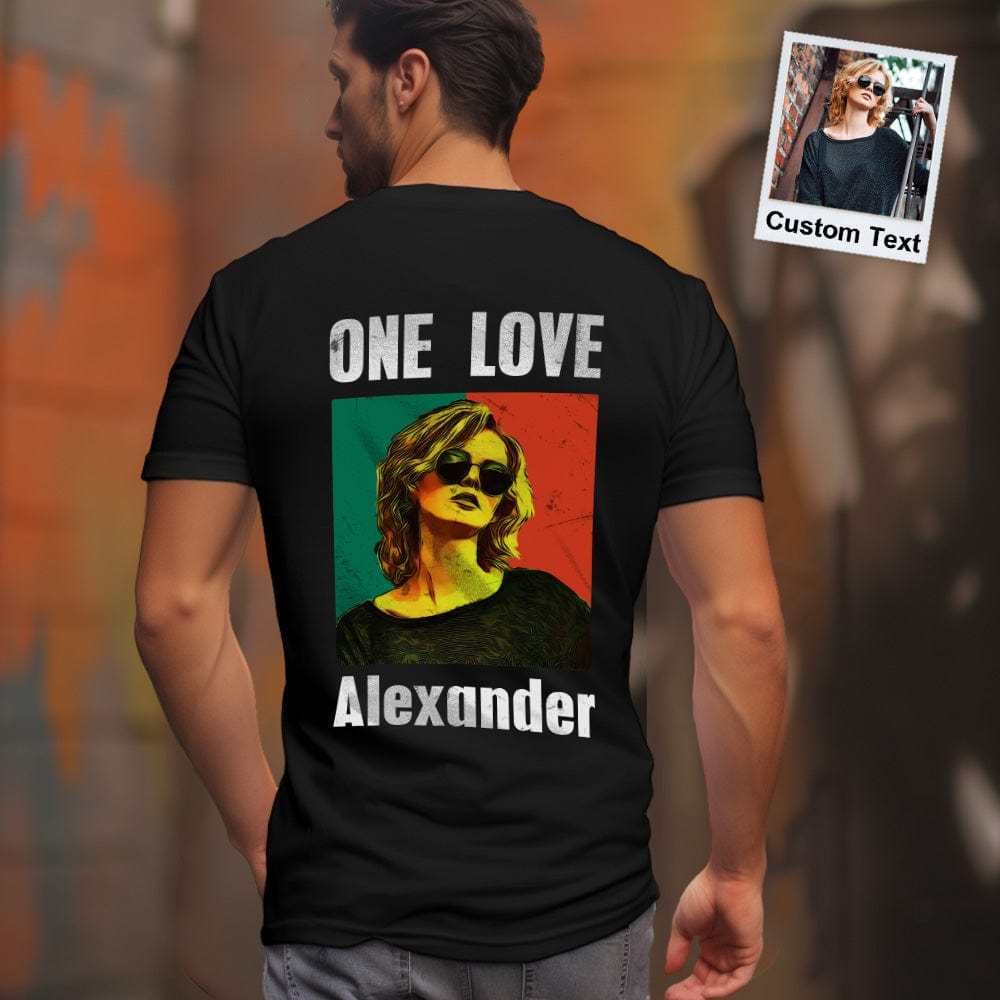 Custom Photo Vintage T-shirt Personalized Portrait Green and Red Rap Tee with Name - CustWitUK