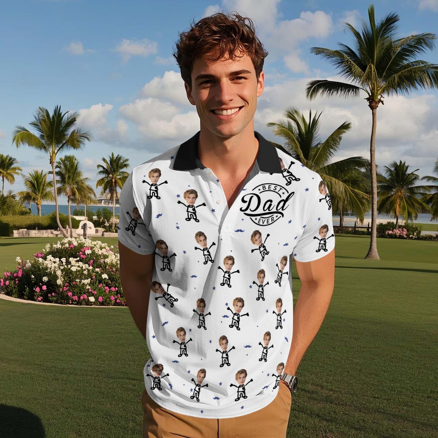 Personalized Photo Polo Shirt Best Dad Ever Gift For Dad, Grandpa Father's Day Gifts