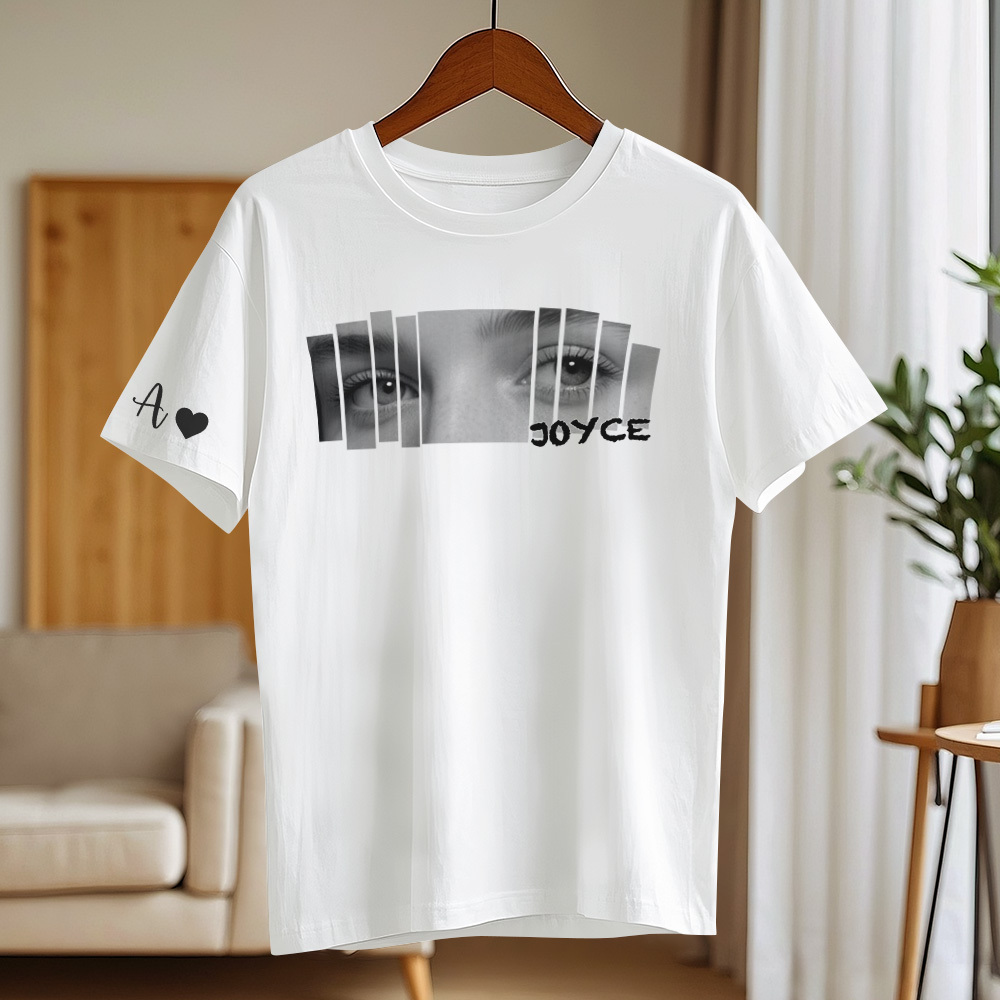 Custom Eyes T-Shirt Girlfriend Eyes Tee Personalized Photo and Name - CustWitUK