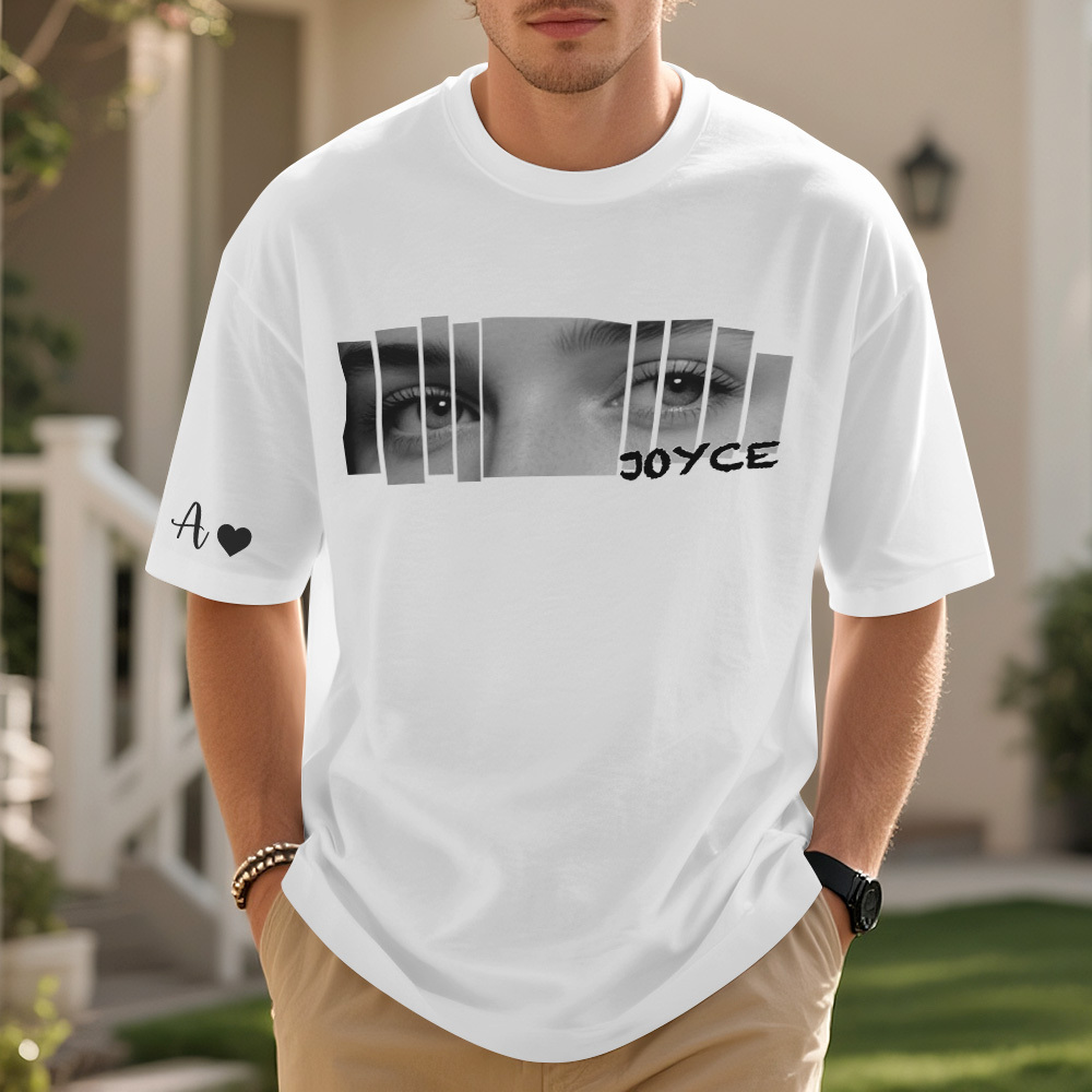 Custom Eyes T-Shirt Girlfriend Eyes Tee Personalized Photo and Name - CustWitUK
