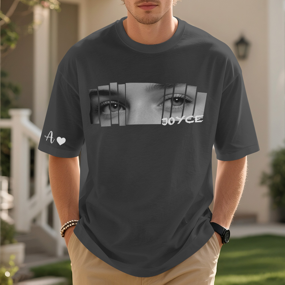 Custom Eyes T-Shirt Girlfriend Eyes Tee Personalized Photo and Name - CustWitUK