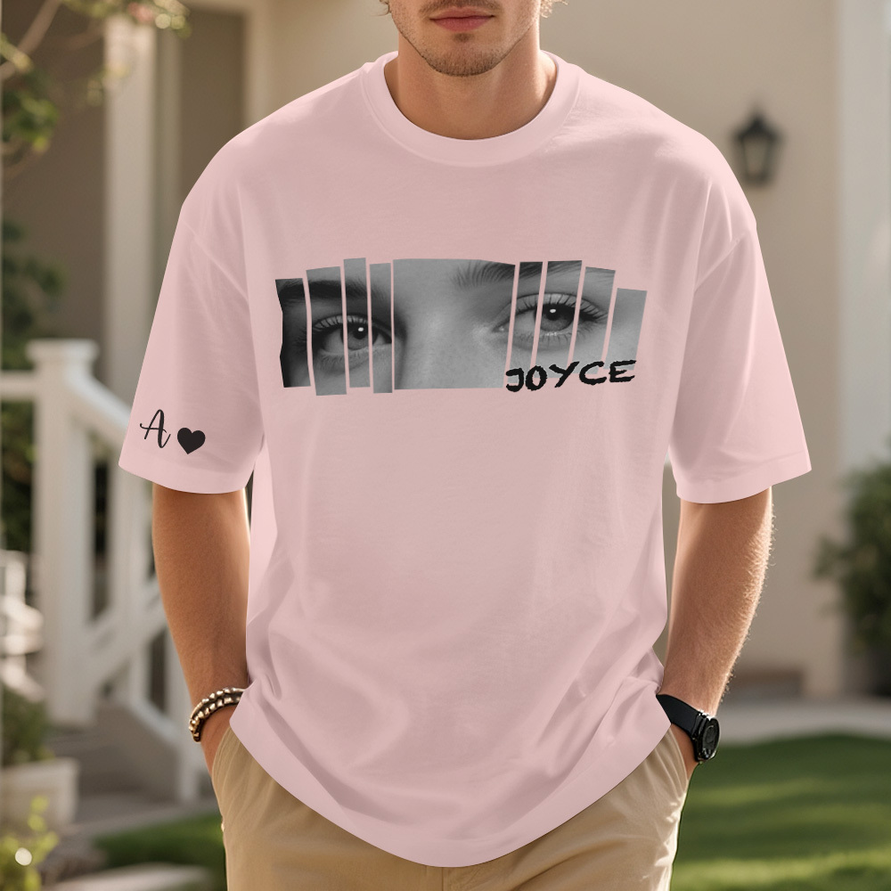 Custom Eyes T-Shirt Girlfriend Eyes Tee Personalized Photo and Name - CustWitUK