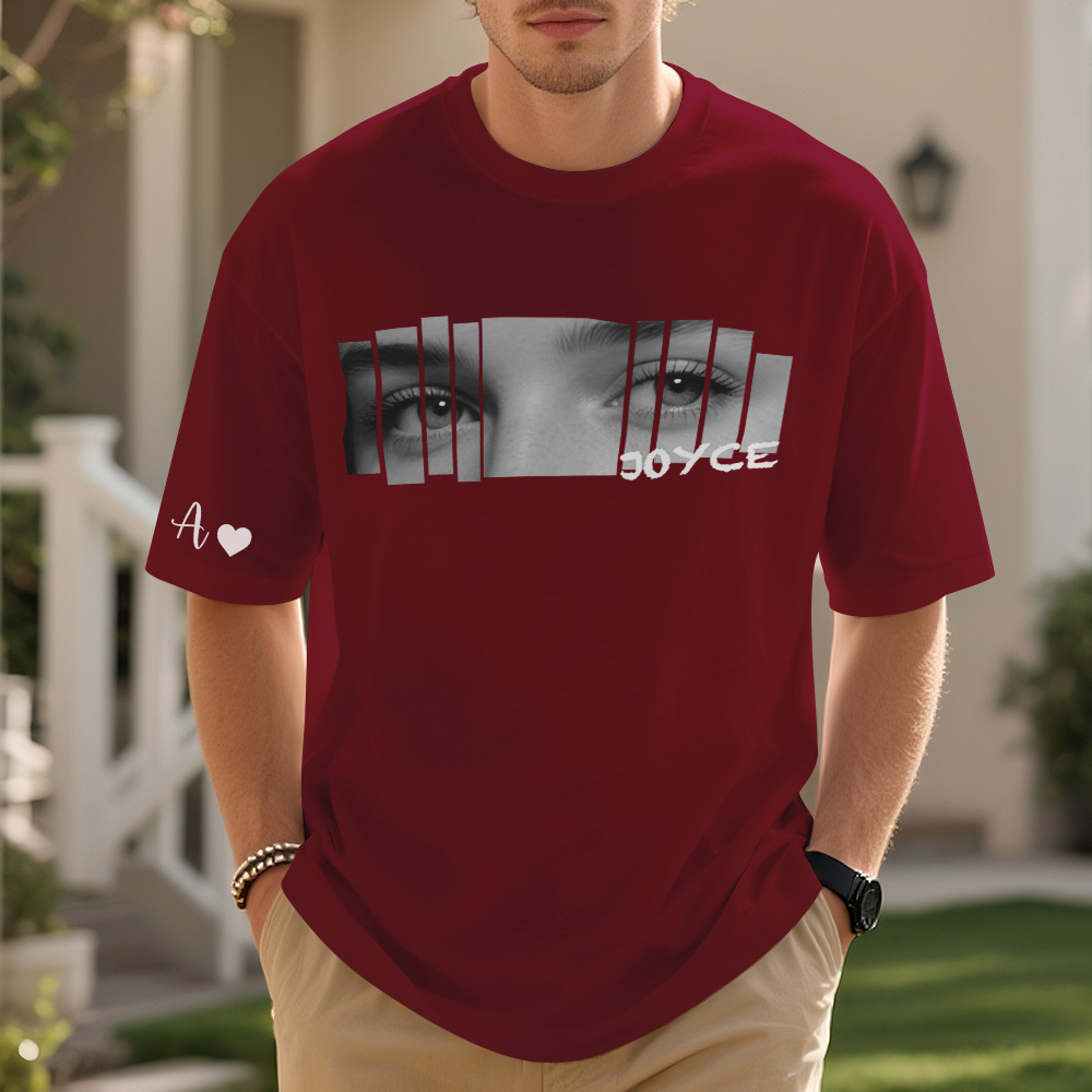 Custom Eyes T-Shirt Girlfriend Eyes Tee Personalized Photo and Name - CustWitUK