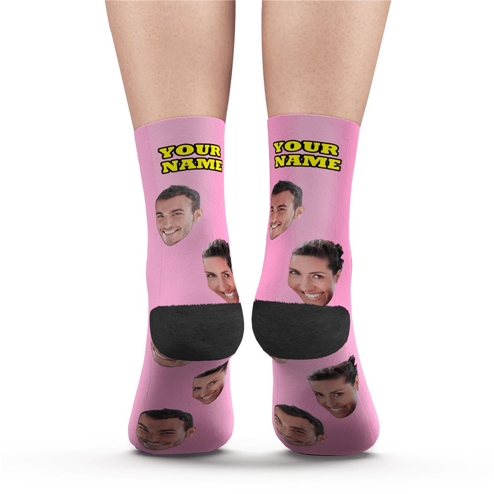 Custom Face Socks With Your Text 3D Preview - CustWitUK