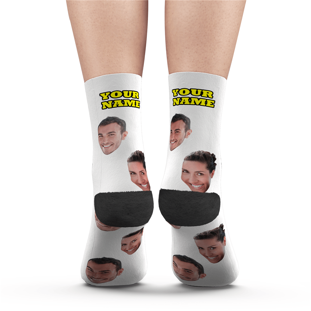 Custom Face Socks With Your Text 3D Preview - CustWitUK