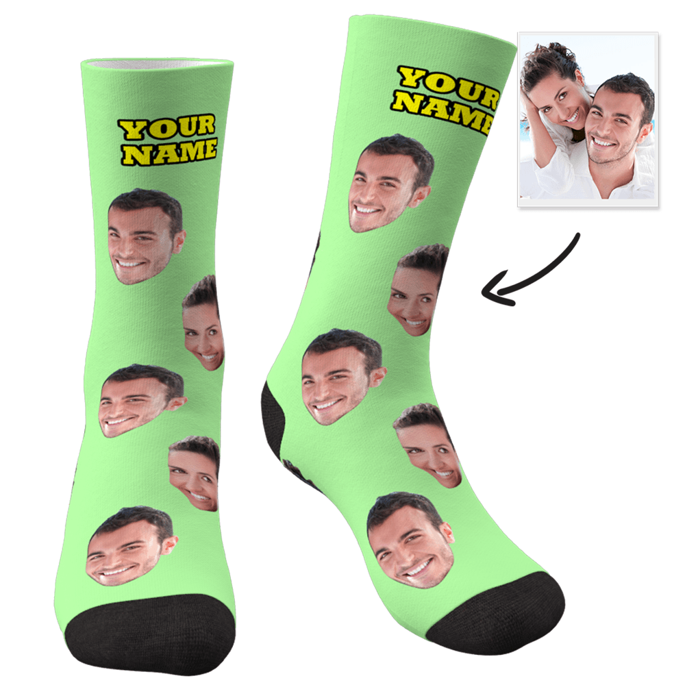 Custom Face Socks With Your Text 3D Preview - CustWitUK