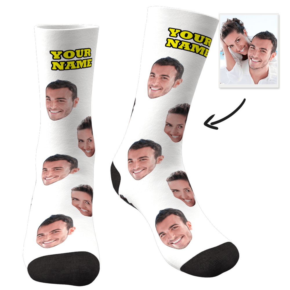 Custom Face Socks With Your Text 3D Preview - CustWitUK