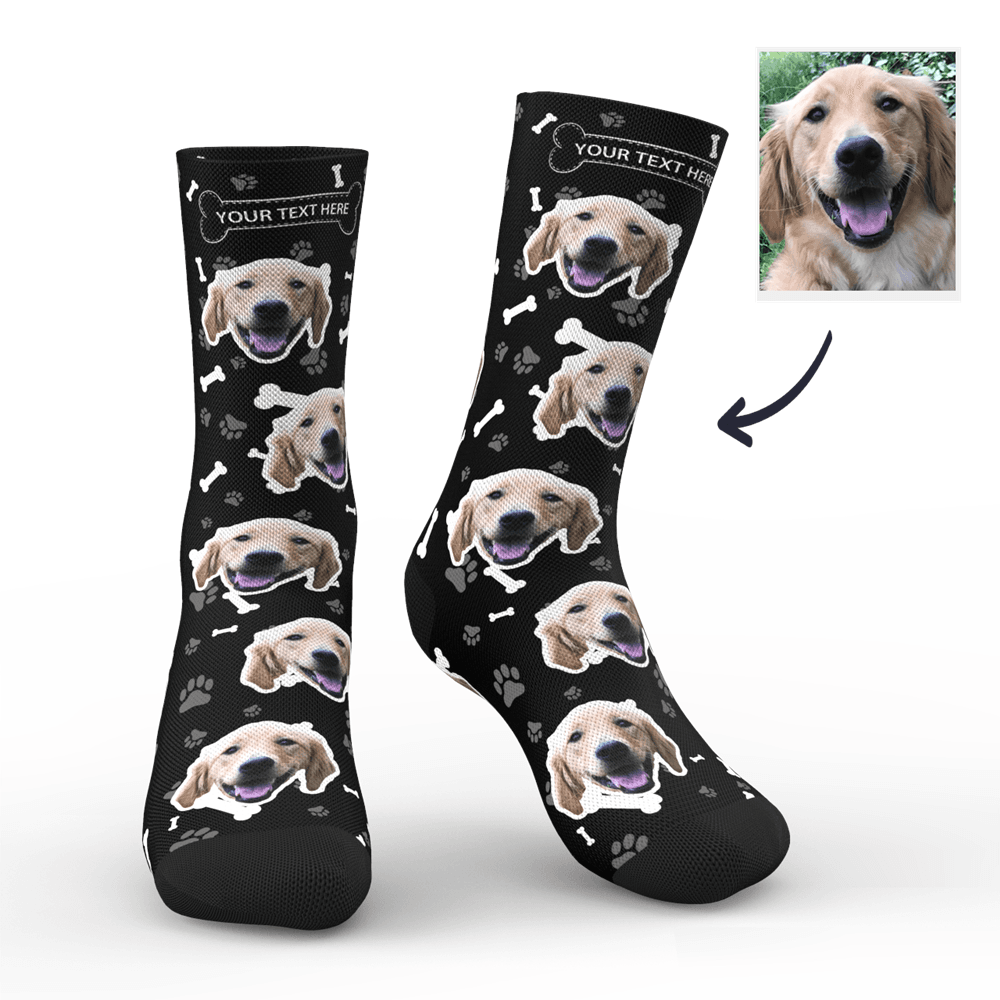 Custom Dog Face Socks With Your Text 3D preview - CustWitUK