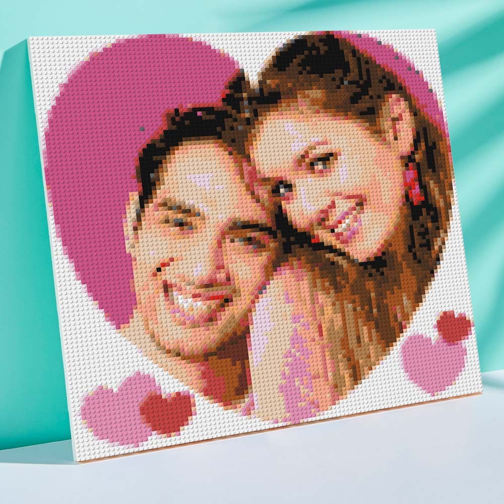 Gifts for Her Couple Pixel Mosaic Art Custom Photo Puzzle Frame - CustWit