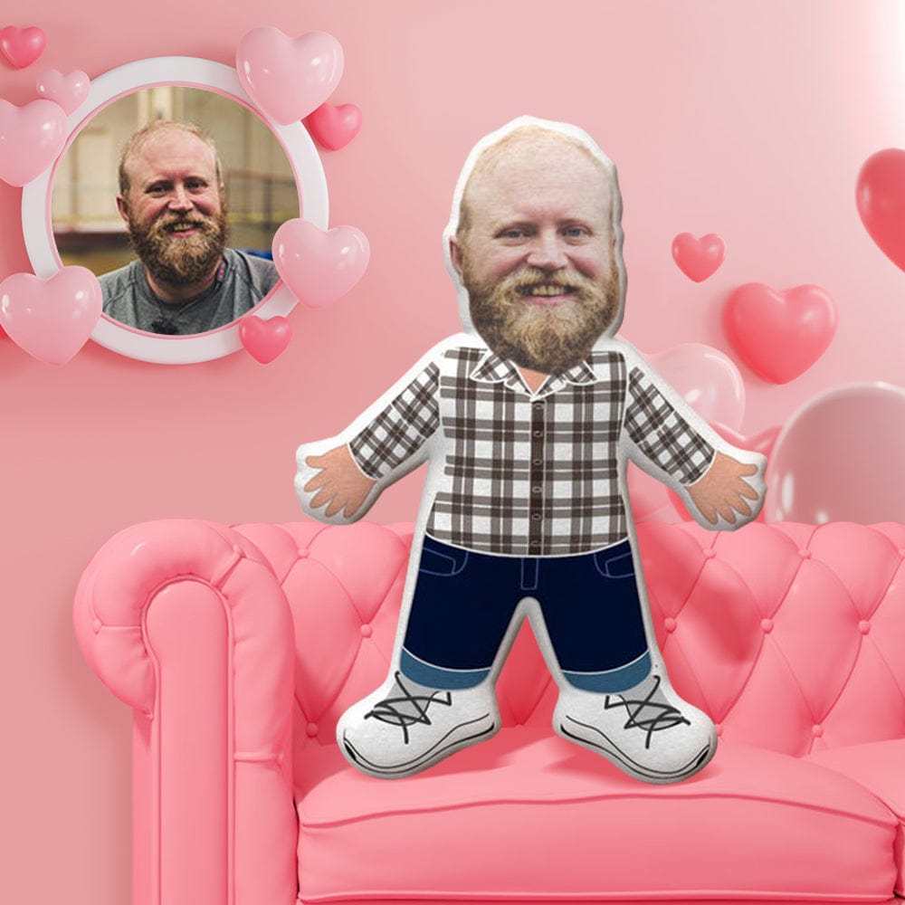 Personalized Pillows Custom Pillow Face Gag Gifts Plaid Shirt Throw Pillow Valentine's Day Gift For Him - CustWitUK