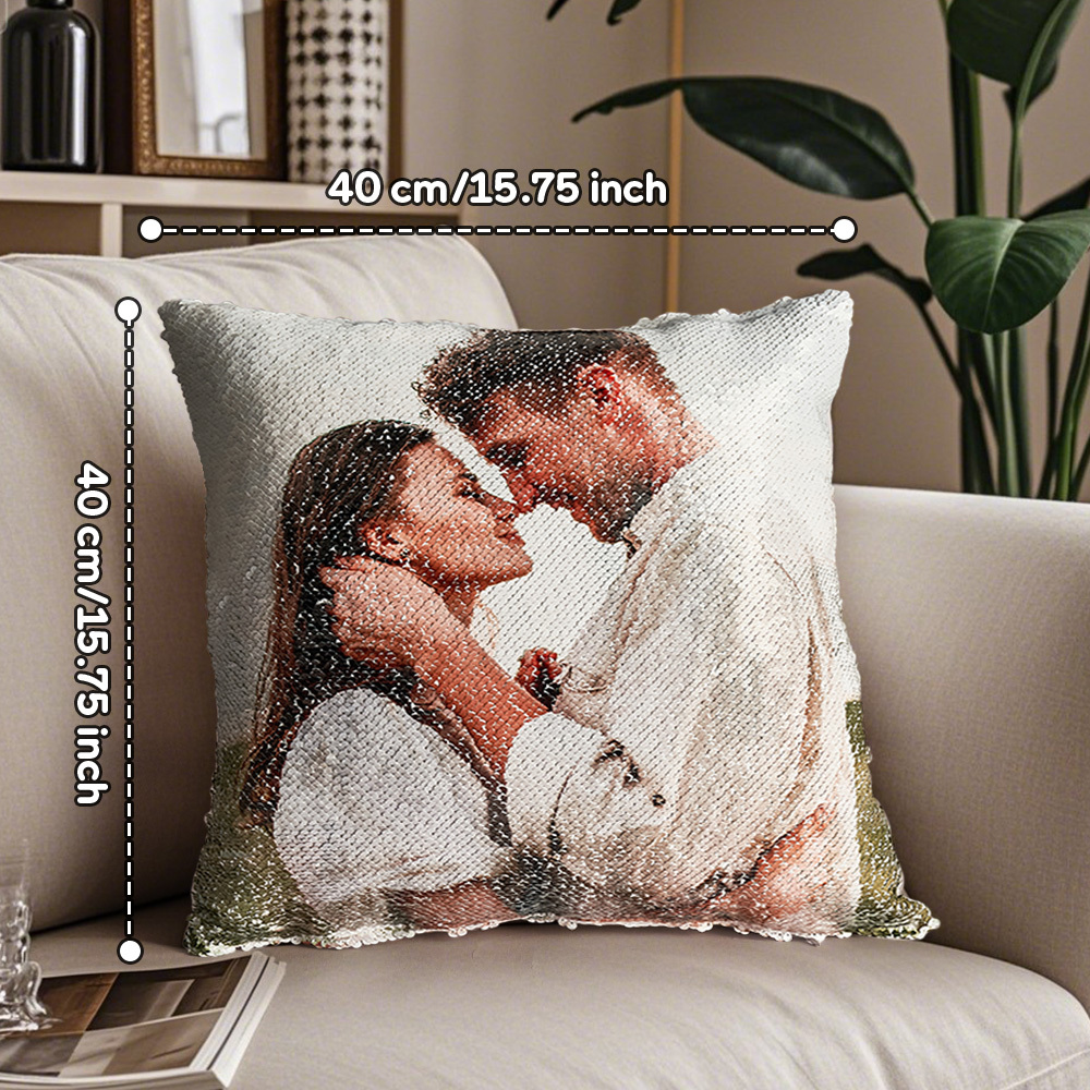 Custom Two Photos Sequin Pillow Switch From One Photo to Another Photo Magic Pillow