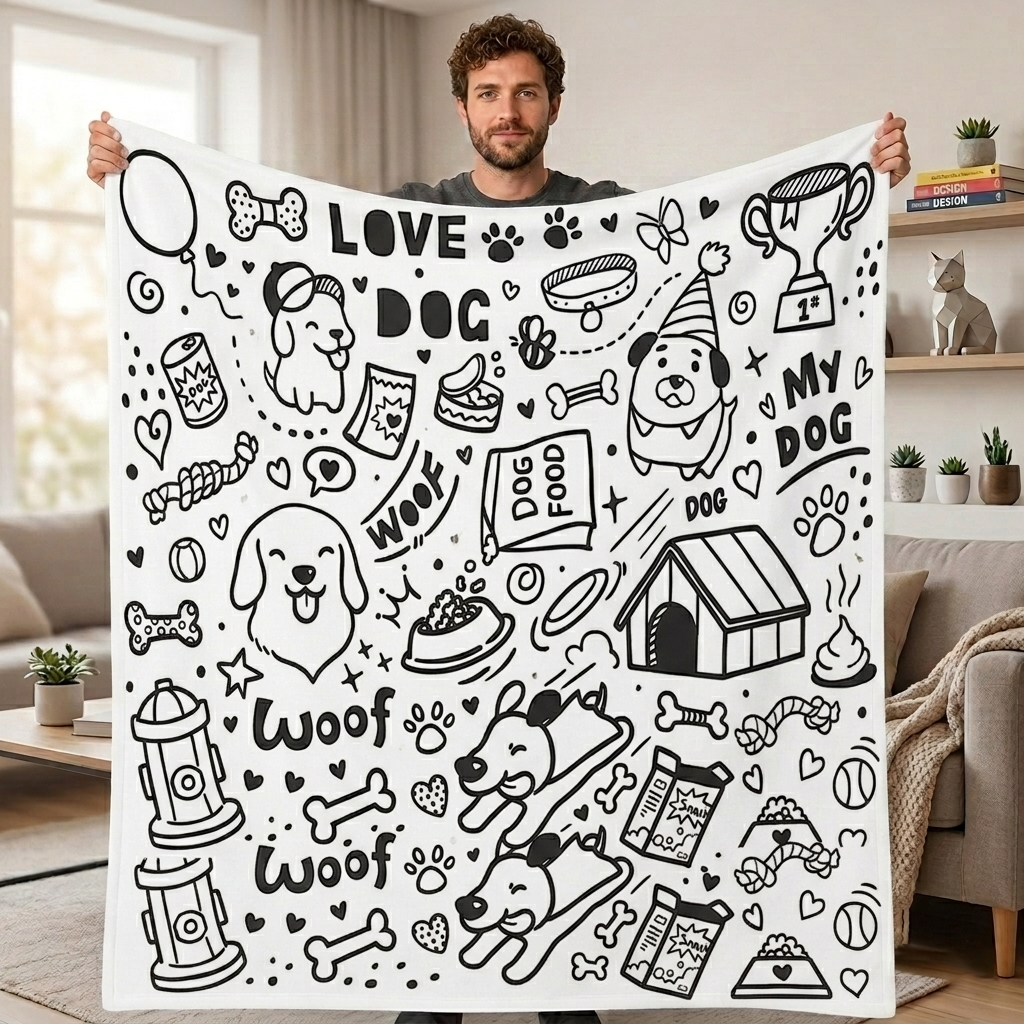 DIY Drawing Blanket Doodle Cats & Dogs Pet Blankets, Customizable Washable Art Blankets for Cat Lovers - CustWitUK