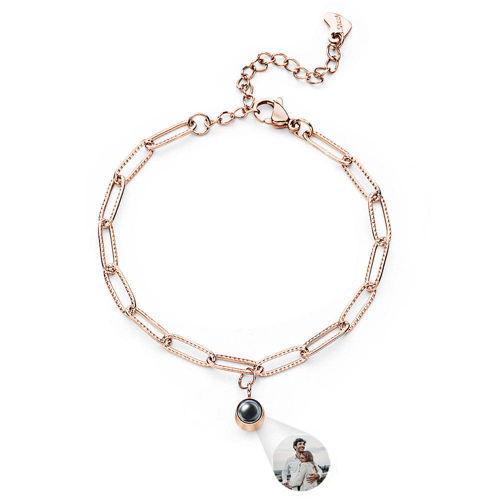 Custom Projection Bracelet Unique Paper Clip Chain Simple Gift for Her - CustWitUK