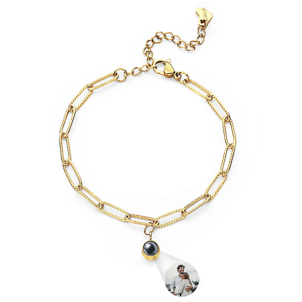 Custom Projection Bracelet Unique Paper Clip Chain Simple Gift for Her - CustWitUK