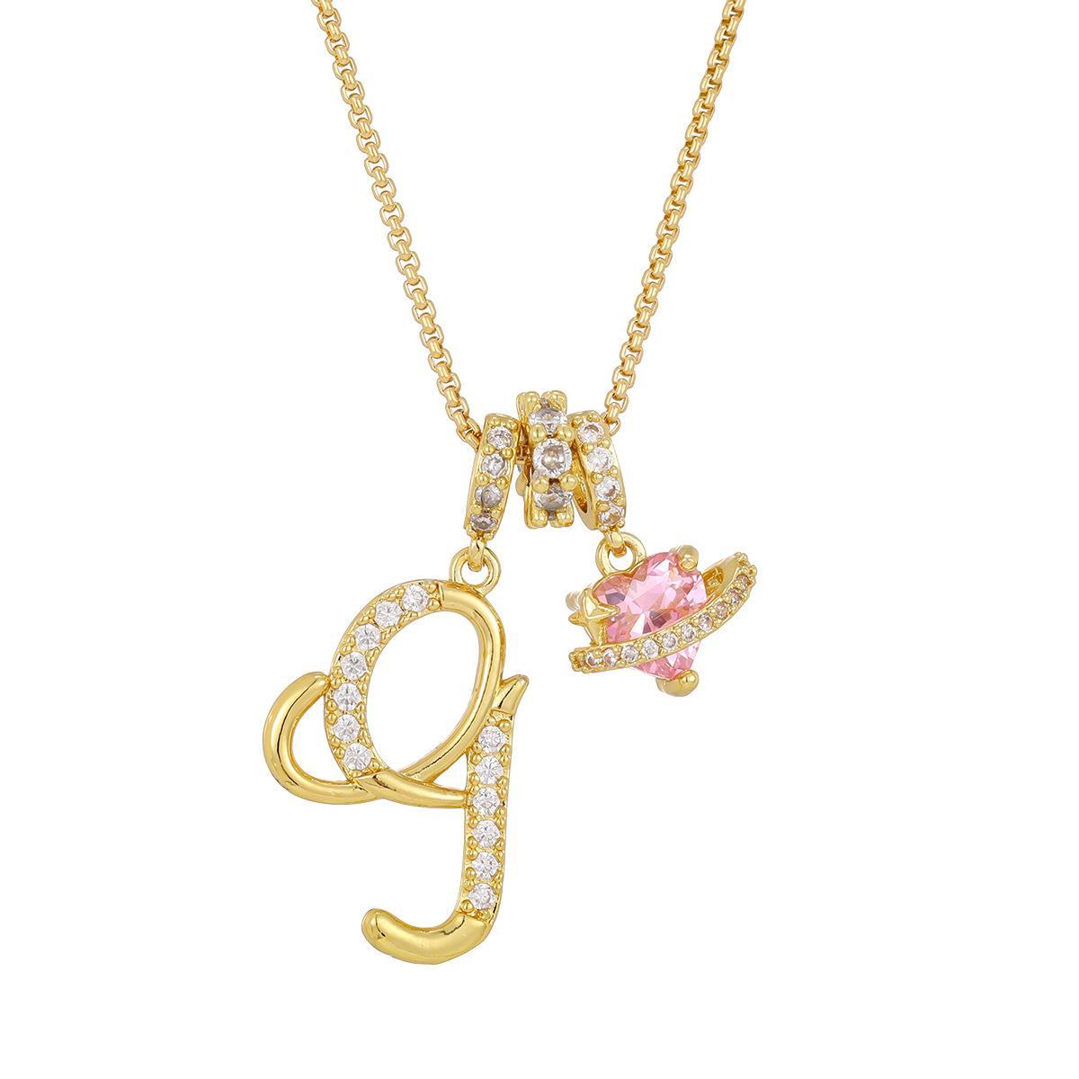 Initial Letter Necklace with Pink Heart Charm – Personalized Token of Love, Valentine's Day Gift