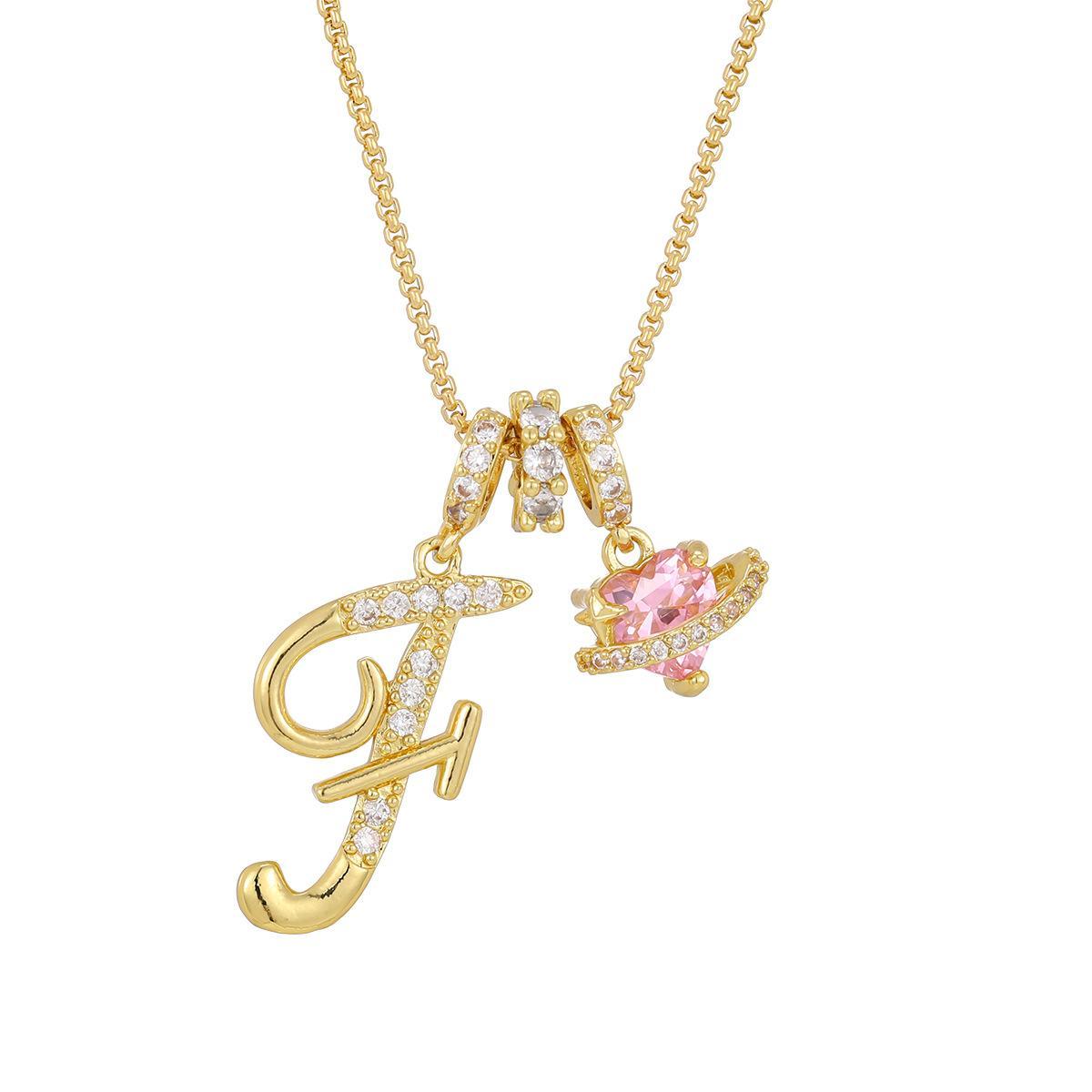 Initial Letter Necklace with Pink Heart Charm – Personalized Token of Love, Valentine's Day Gift