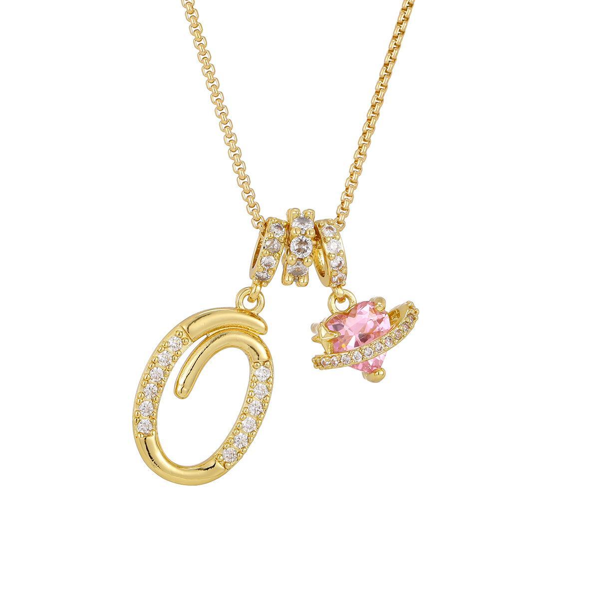 Initial Letter Necklace with Pink Heart Charm – Personalized Token of Love, Valentine's Day Gift