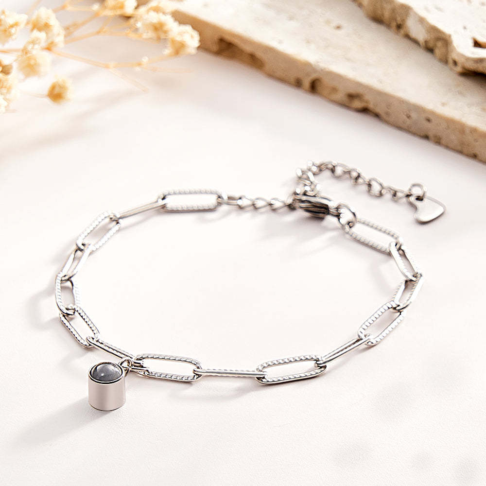 Custom Projection Bracelet Unique Paper Clip Chain Simple Gift for Her - CustWitUK